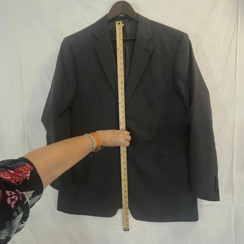 Roundtree & Yorke Blazer Mens 46L Gray 100% Wool Two Button Dillard's‎ Jacket